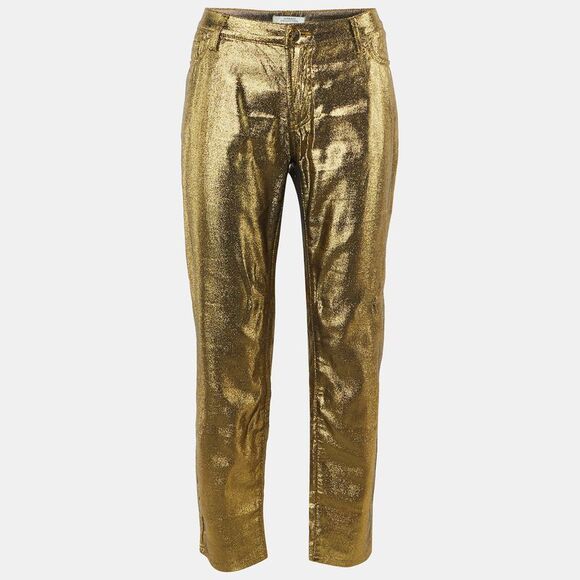 Versace Collection Gold Metallic Slim Fit Jeans L
